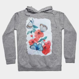 Watercolor Botanical Chalkhill Blue Butterfly Hoodie